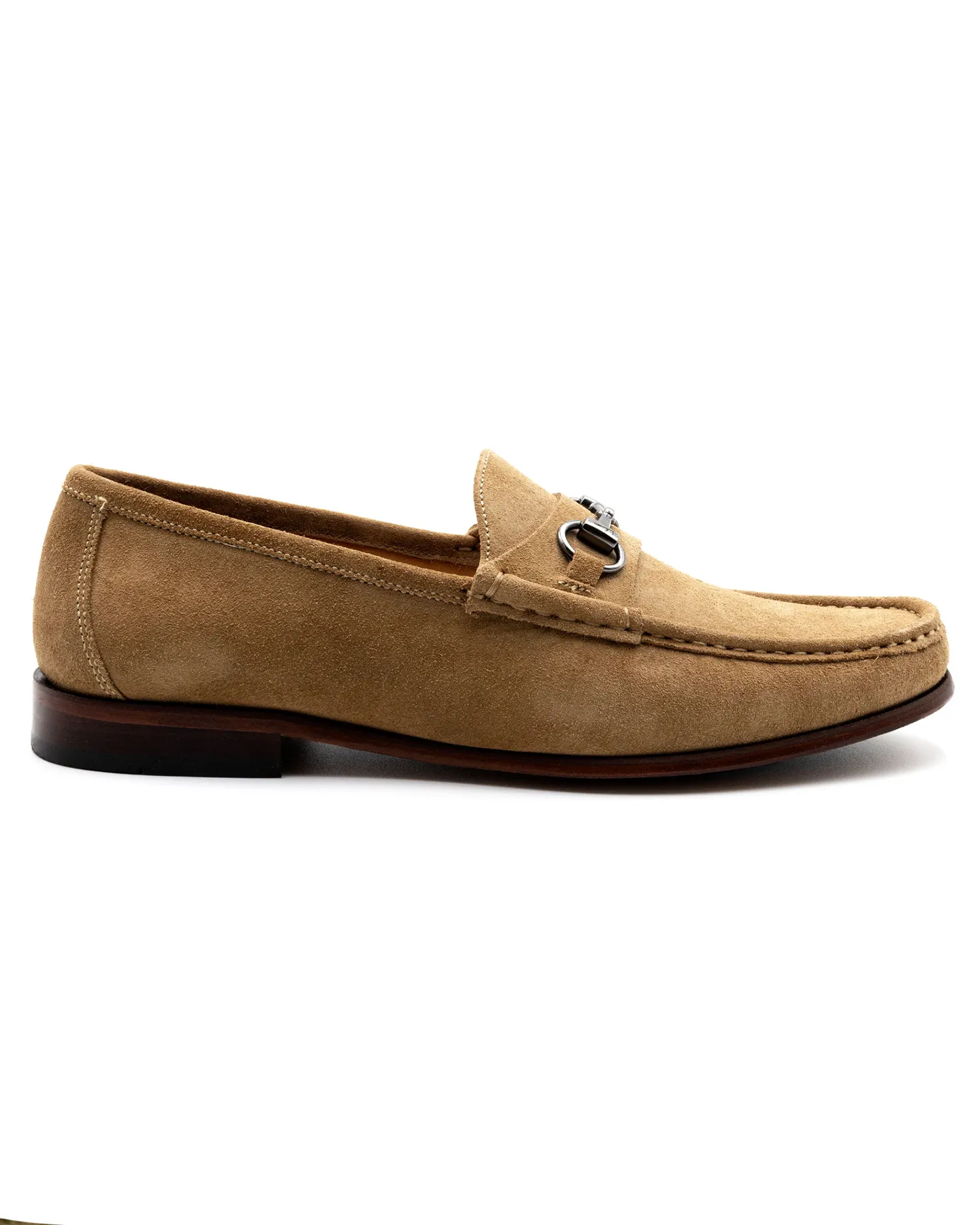 ADDISON SUEDE HORSE BIT LOAFER - KHAKI