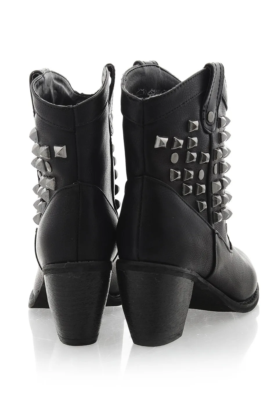 ALISHA Black Studded Ankle Boots