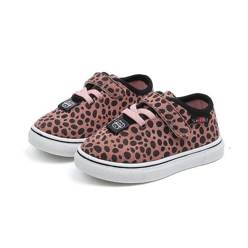 Breathable Leopard Animal Print Design Canvas Light Shoes For Kids