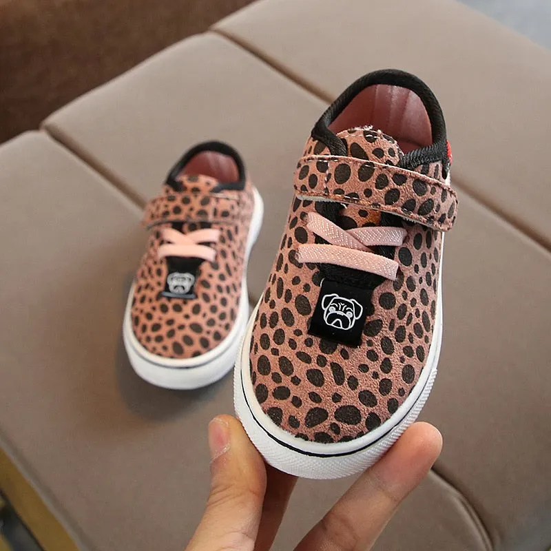 Breathable Leopard Animal Print Design Canvas Light Shoes For Kids