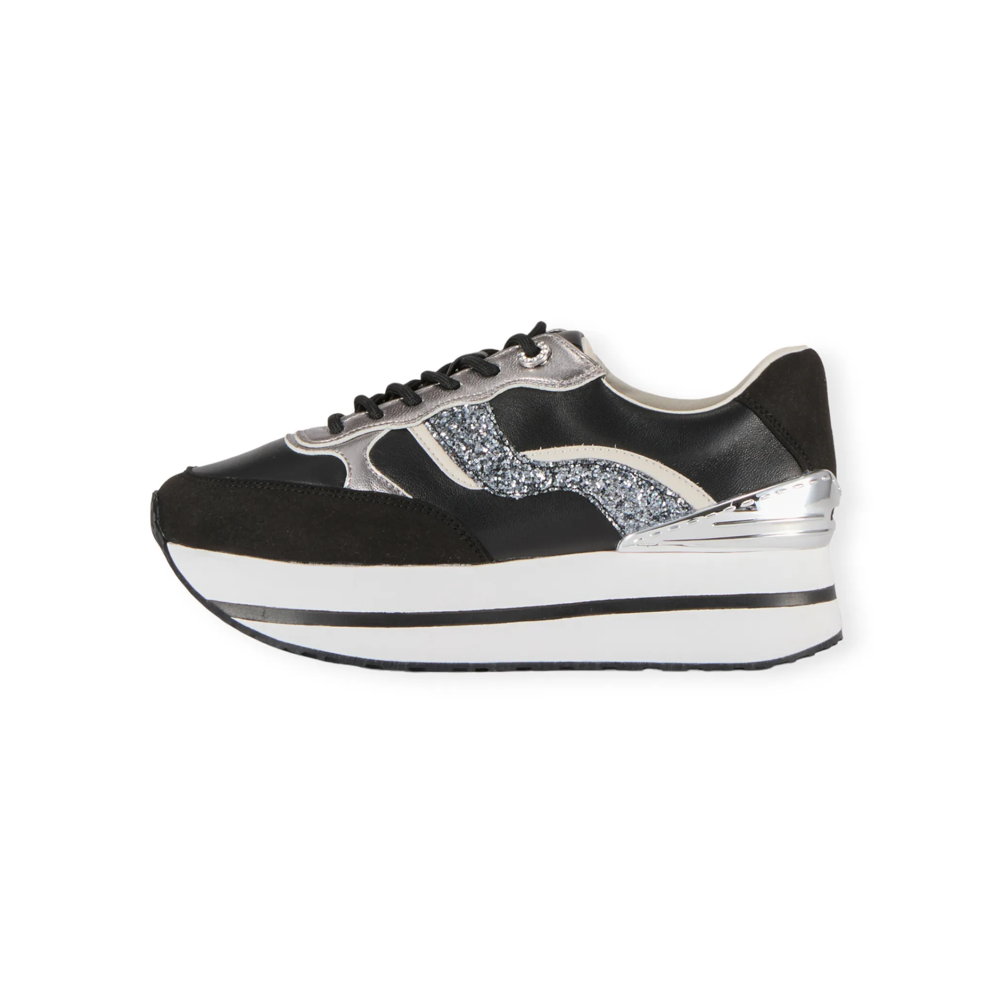 Classic-style platform sneaker with flowing glitter on the sides and the stabilizer #FJ109