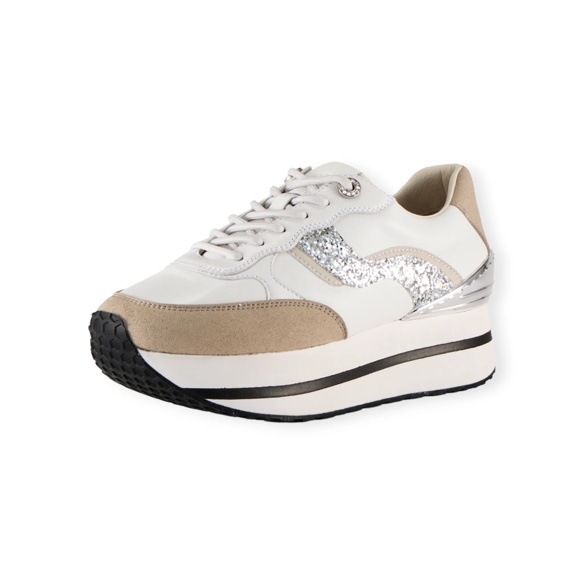 Classic-style platform sneaker with flowing glitter on the sides and the stabilizer #FJ109