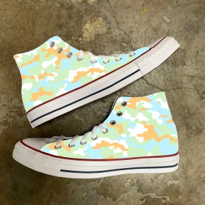 Colorful Classic Camo Orange Blue Green Classic Camouflage Custom Converse - Custom Converse Shoes