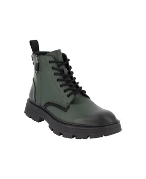 DKNY Men's Lace-Up Rubber Sole Work Boots with Side Zip green