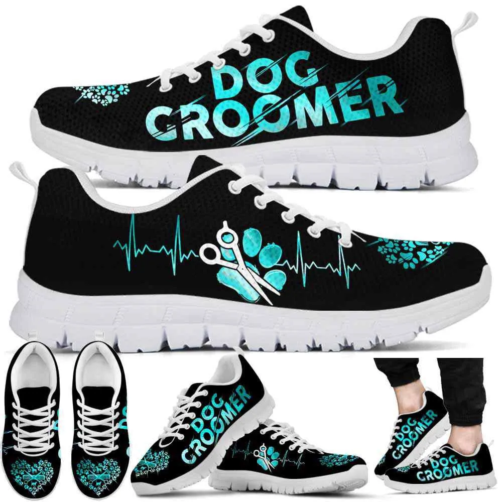 Dog Groomer Sneaker, Dog Groomer Heartbeat Teal Sneakers Shoes, Best Running Shoes, Unique Gifts For Dog Lovers