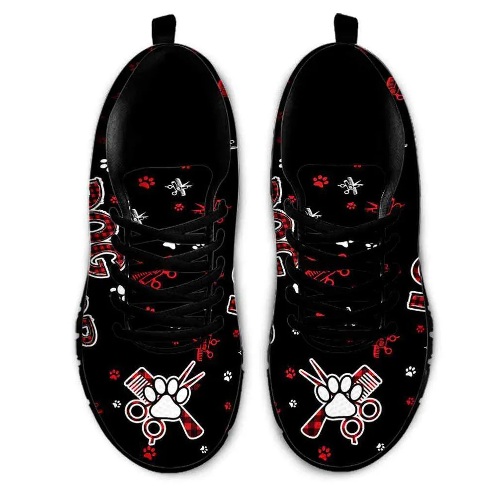 Dog Groomer Sneaker, Dog Groomer Love Red Pattern Sneakers Shoes, Best Running Shoes, Unique Gifts For Dog Lovers