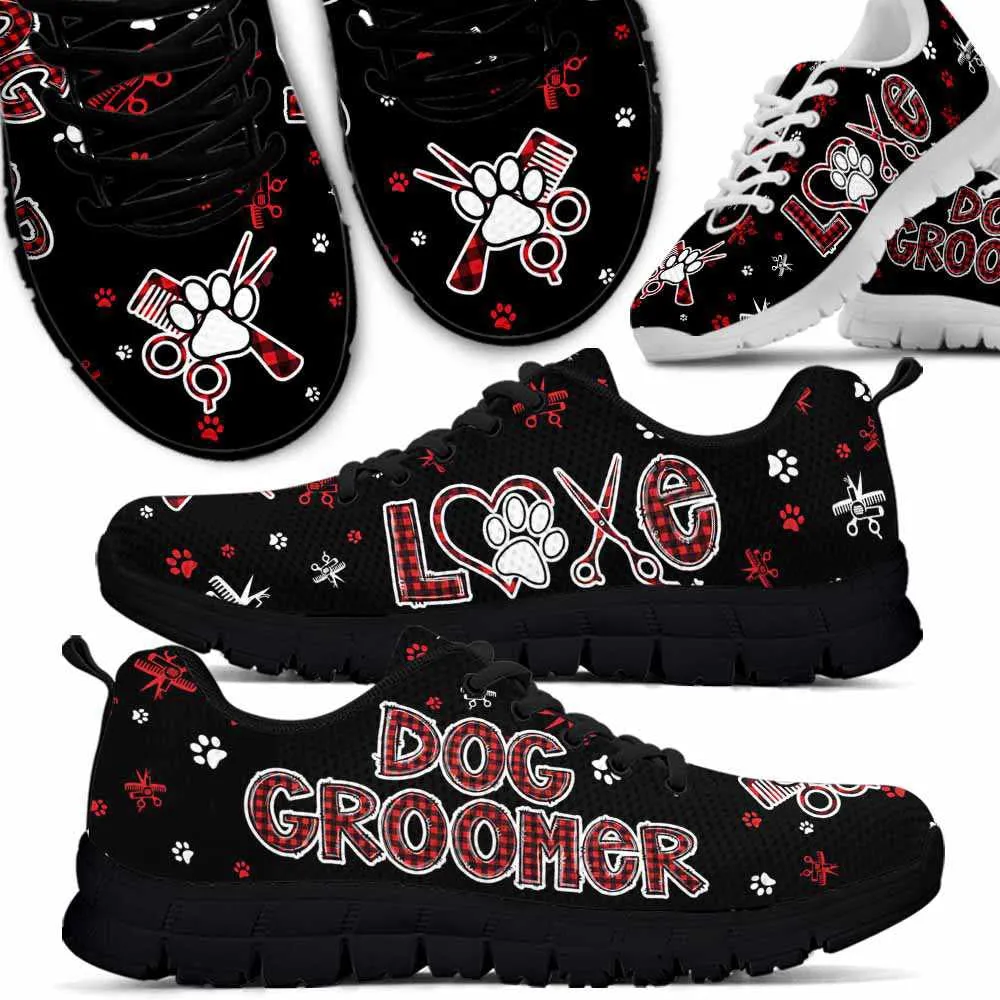 Dog Groomer Sneaker, Dog Groomer Love Red Pattern Sneakers Shoes, Best Running Shoes, Unique Gifts For Dog Lovers