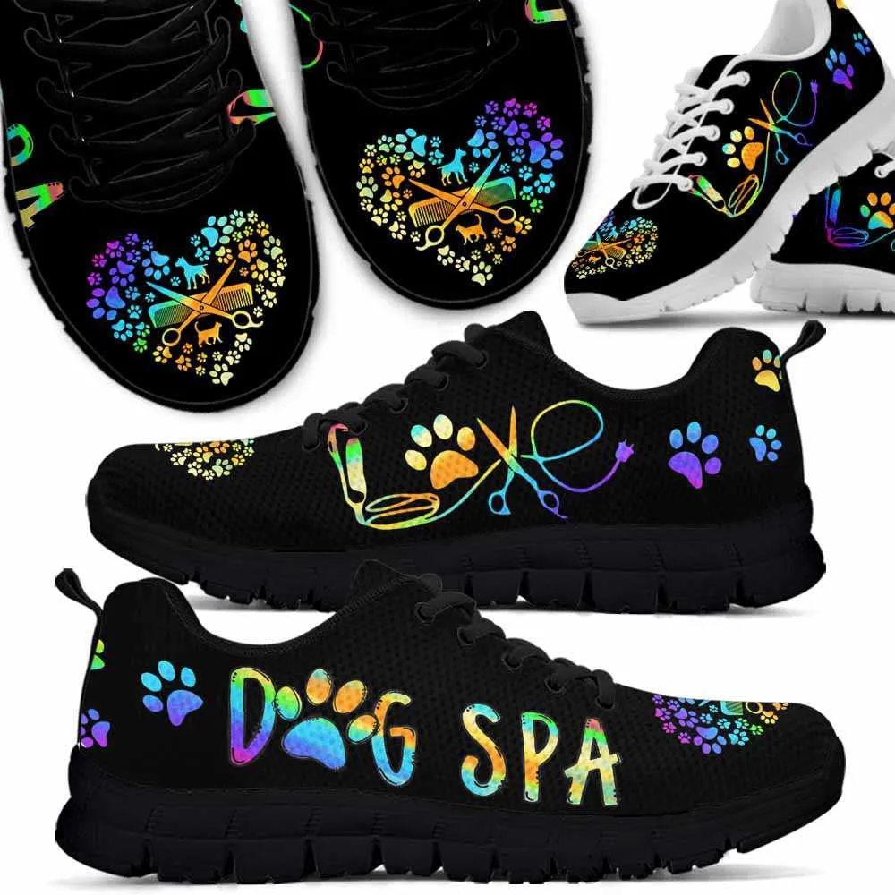 Dog Spa Love Heart Sneakers Shoes, Dog Print Shoes, Best Running Shoes, Unique Gifts For Dog Lovers