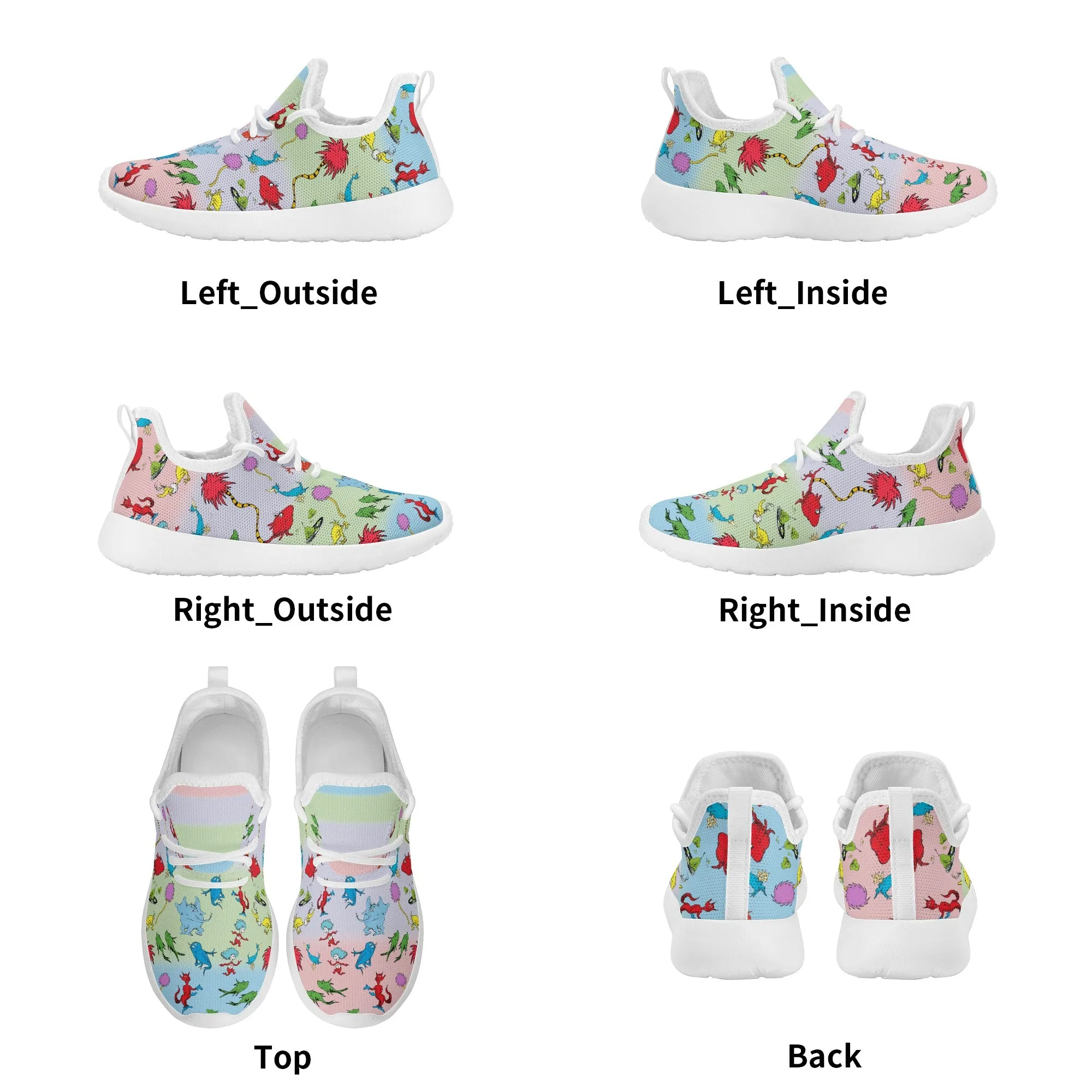 Kids Running Shoes | Breathable Kids Sneakers | Unisex Children's Mesh Knit Trainers | Cute Seuss