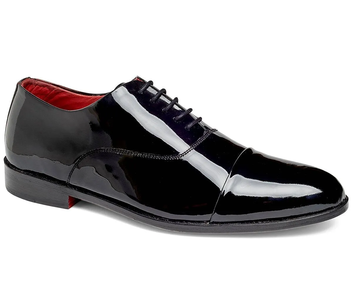 Men's patent leather tuxedo cap-toe oxford dress shoes Carlos by Carlos Santana black