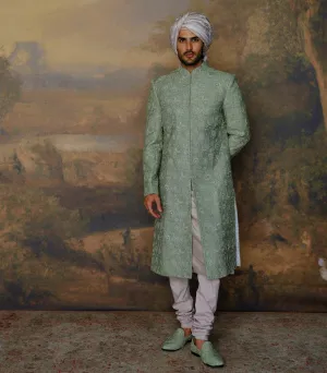 Mint Green Chikankari Sherwani Set