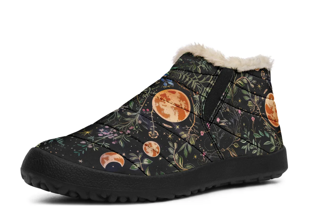 Night Blossom Winter Sneakers - Warm & Easy Slip-On Shoes Lined with Vegan Wool with Anti-Slip Soles