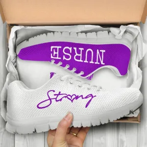 Nurse Sneaker, Nurse Strong Purple White Sneakers Shoes, Best Shoes For Nurses