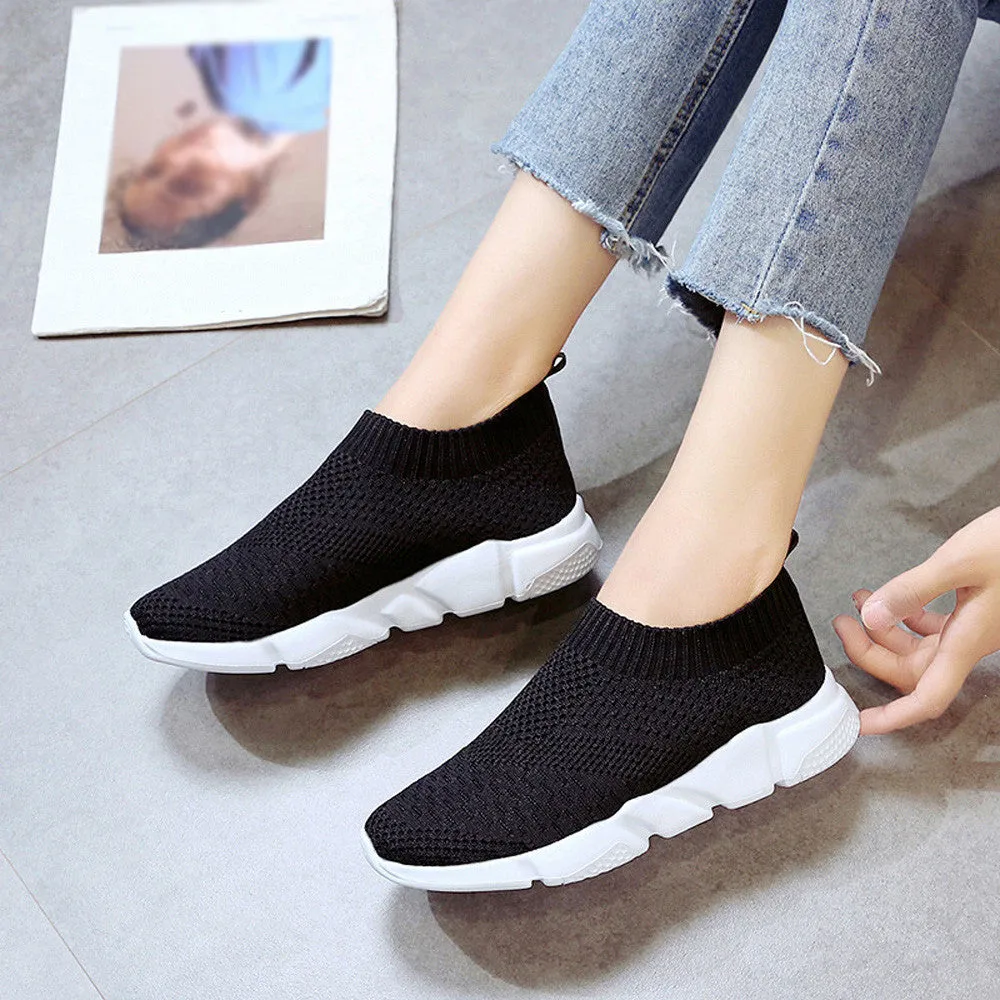 Women Outdoor Mesh Shoes Casual Slip On Comfortable Soles Running Sports Shoes