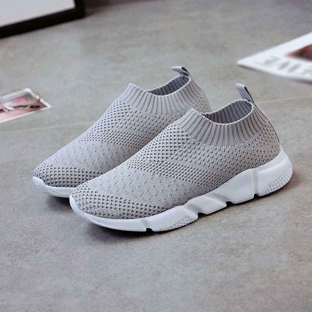 Women Outdoor Mesh Shoes Casual Slip On Comfortable Soles Running Sports Shoes