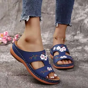 Women Summer Embroidered Open Toe Soft Most Comfortable Sandals