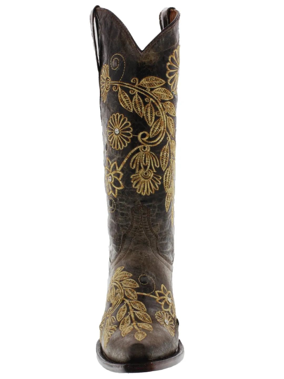 Womens Roma Brown Leather Cowboy Boots - Snip Toe