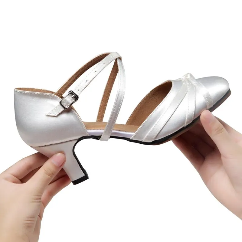 Women's Satin Customized Heel Ballroom Dance Shoes Modern Shoes